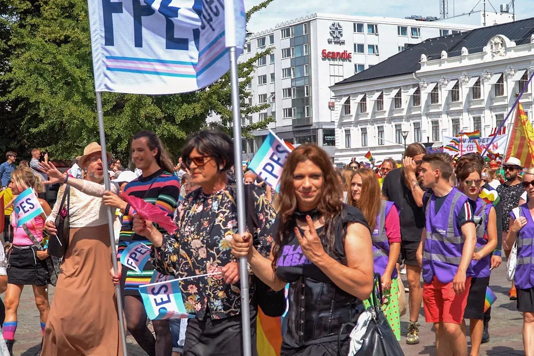 Gay Pride Malmö 2019 Trans group proudly representing the T of LGBTQ+ at Malmö Pride 2019 © Coupleofmen.com