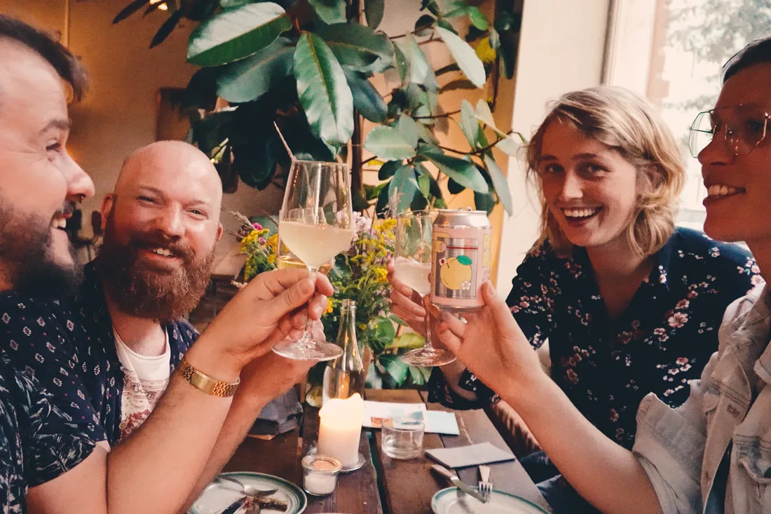 Prost! Dinner at the vegan restaurant Mineral in Malmö with our friends Onceuponajrny © Coupleofmen.com