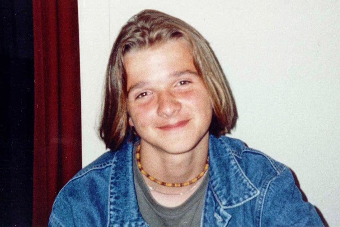Coming Out Karl, Karl in his early teens with long hair © Coupleofmen.com