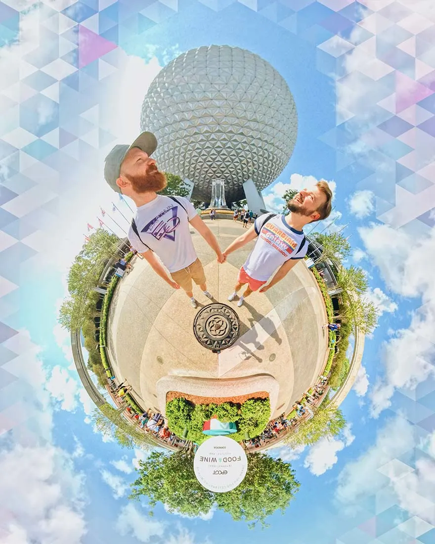 EPCOT Disney World Florida - 360 Grad Photos of a Couple of Men hand-in-hand © Coupleofmen.com