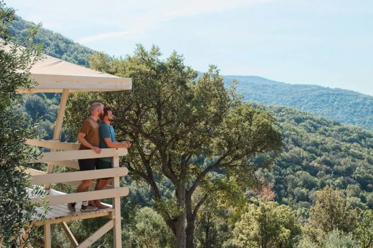 View over the olive grove from our lodge varanda © Coupleofmen.com