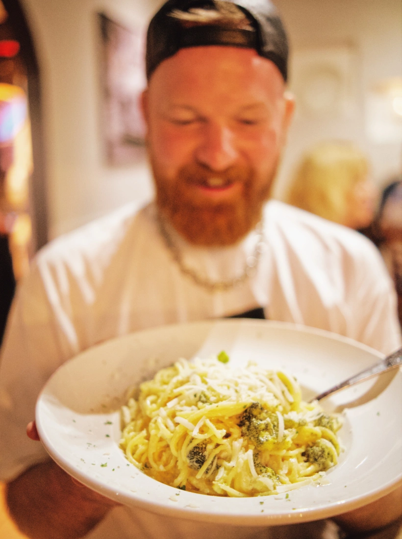 Daan and his Pasta at Bona Italian Restaurant in Wilton Manors © Coupleofmen.com
