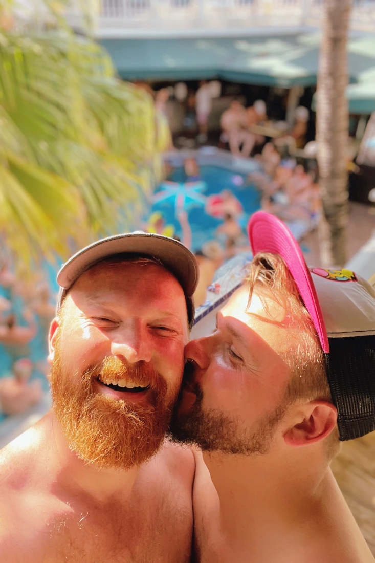 Selfie at the Hot Naked Hump Day Pool Party at the Island House © Coupleofmen.com