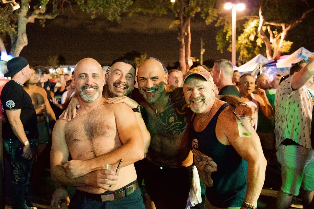 Opening night of Pride Fort Lauderdale 2023 with a bear group hug © Coupleofmen.com