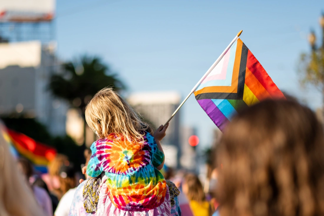 Progress Pride Flag during Pride Parade © Patrick Perkins