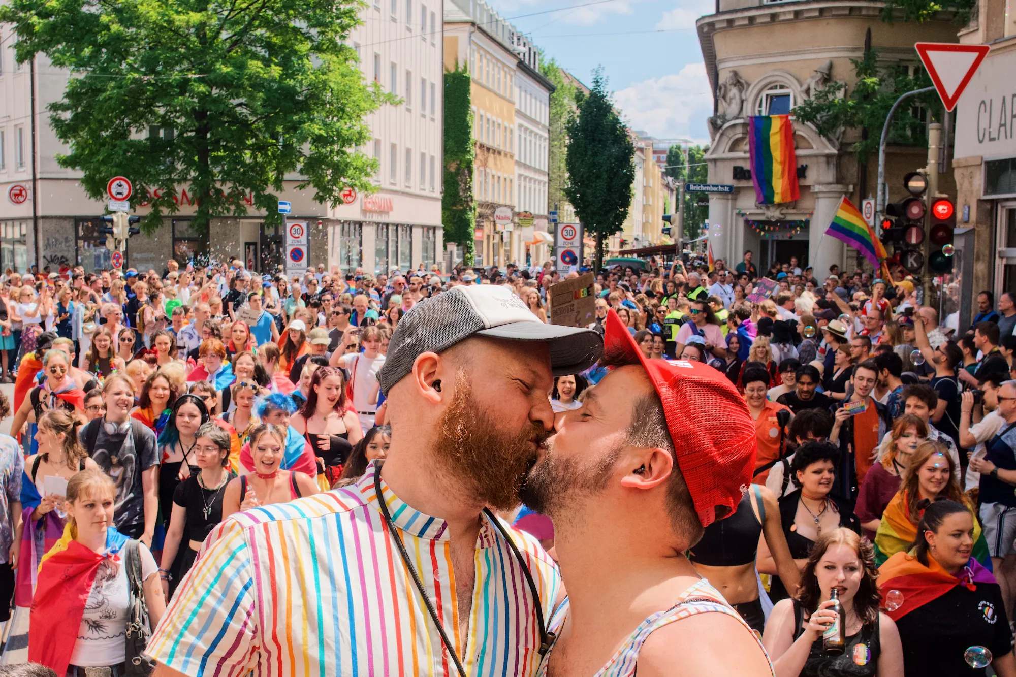 Munich, Germany. 15th July, 2017. Pride car. Today the Pride (Christopher  Street Day) took place in Munich. Several political and queer groups such  as some corporations organized it and participated. Credit: Alexander