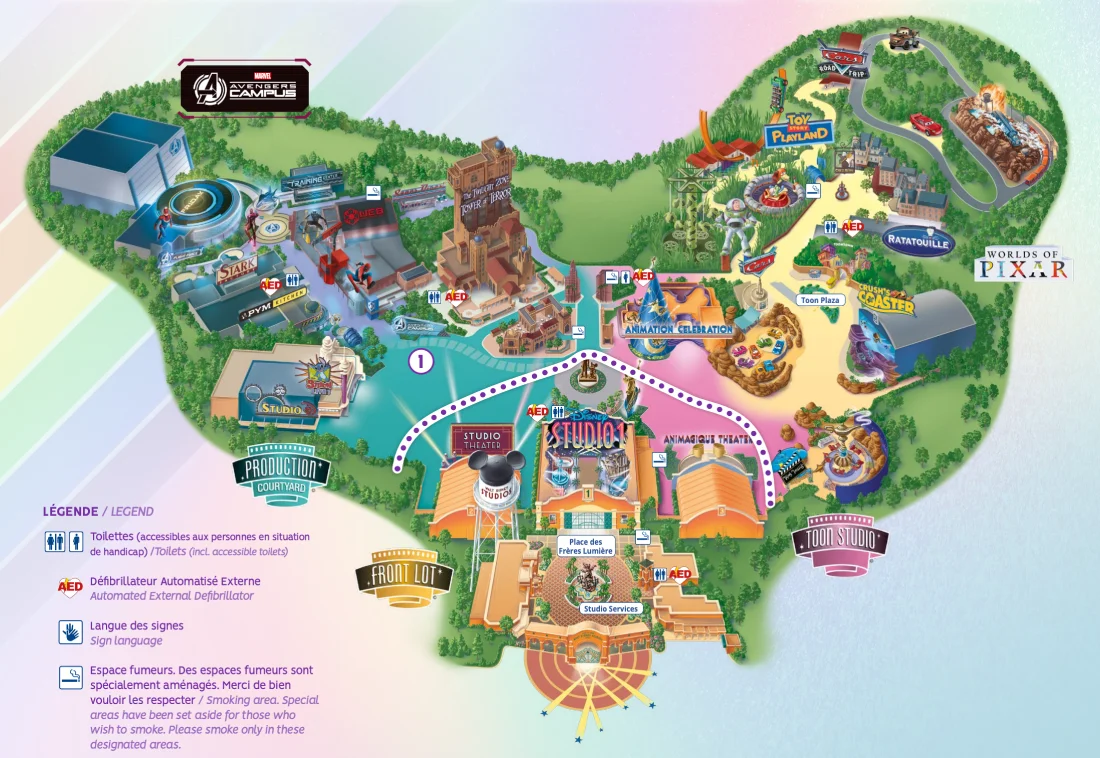 Pride Map of the Walt Disney Studio Park in Disneyland Paris © Disney