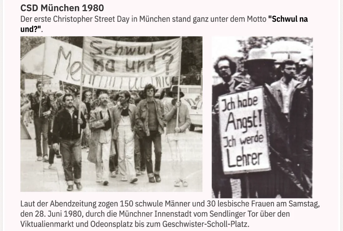 Screenshot History of Pride in Munich © csdmuenchen.de