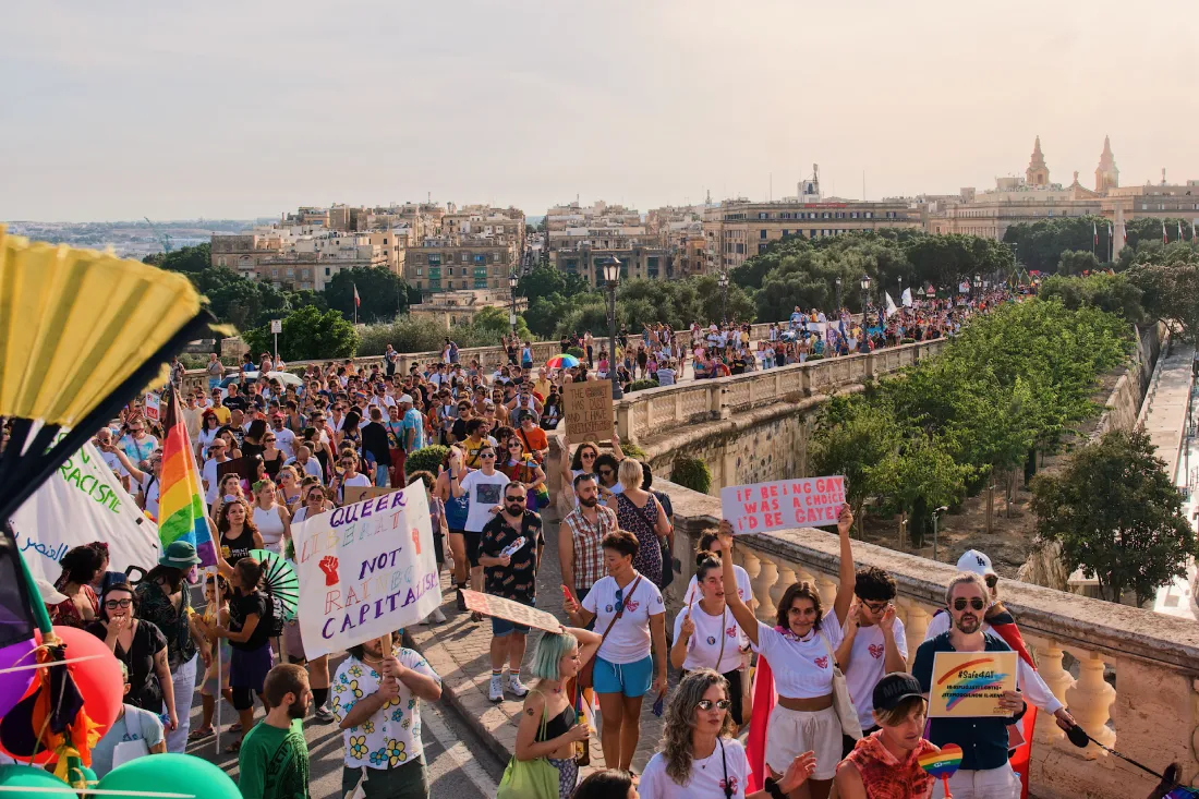 View of the EuroPride 2023 March with Valletta in the background © Coupleofmen.com