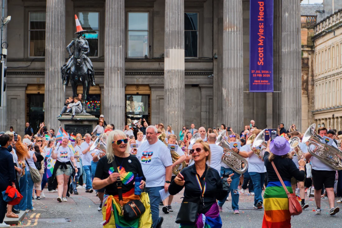 Brass band marches in the Pride parade in Glasgow © Coupleofmen.com