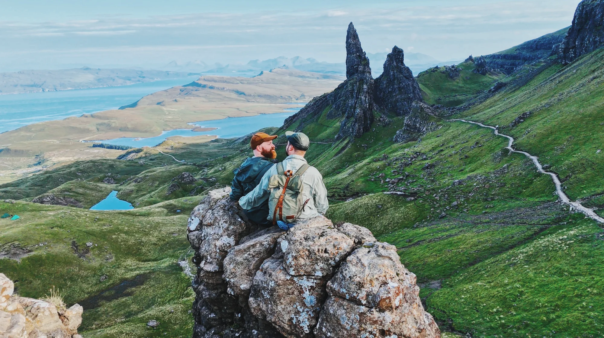 A Gay Couple on the Isle of Skye - Old Man of Storr as backdrop © Coupleofmen.com