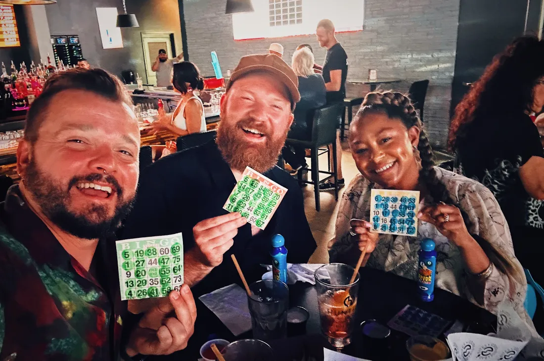 Bingo at Hunters Palm Springs with our dear friend Kimber © Coupleofmen.com