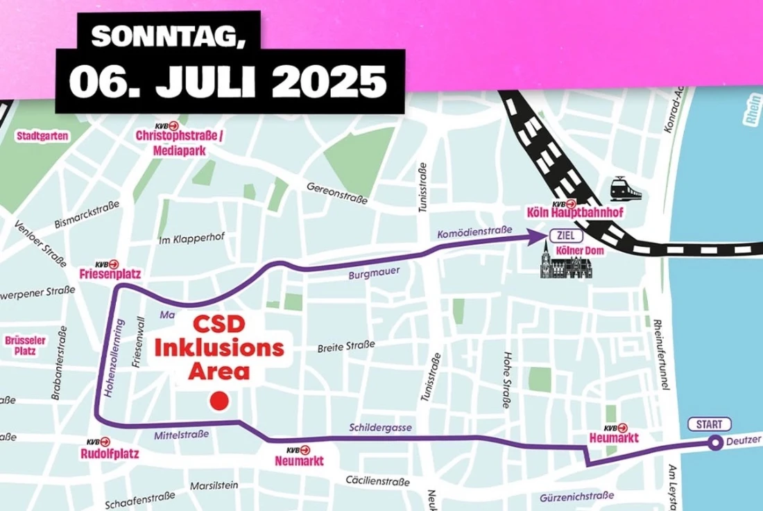 Route of Cologne Pride 2025 on July 6