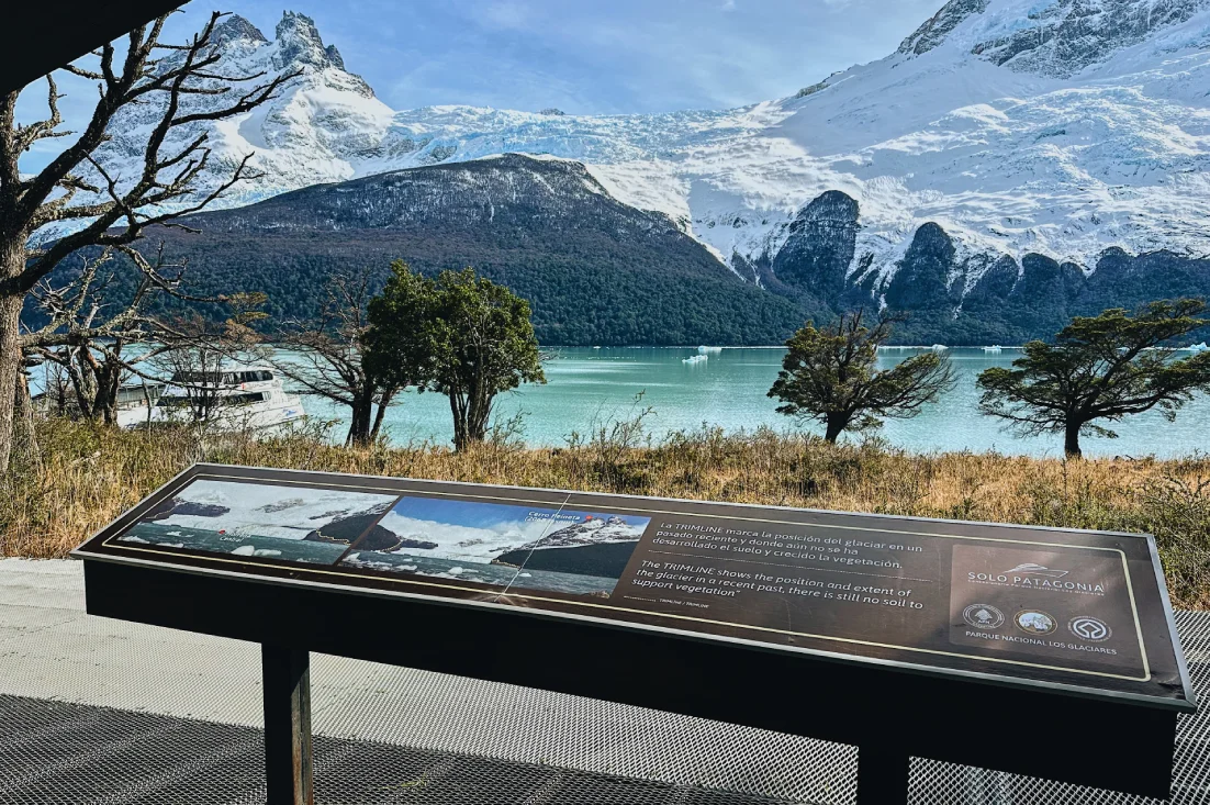 Hiking along lake shore with Spegazzini Glaciers as backdrop © Coupleofmen.com