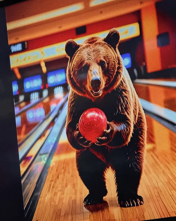 Bowlende Bären in der Bowling Barn in Big Bear Lake © Coupleofmen.com