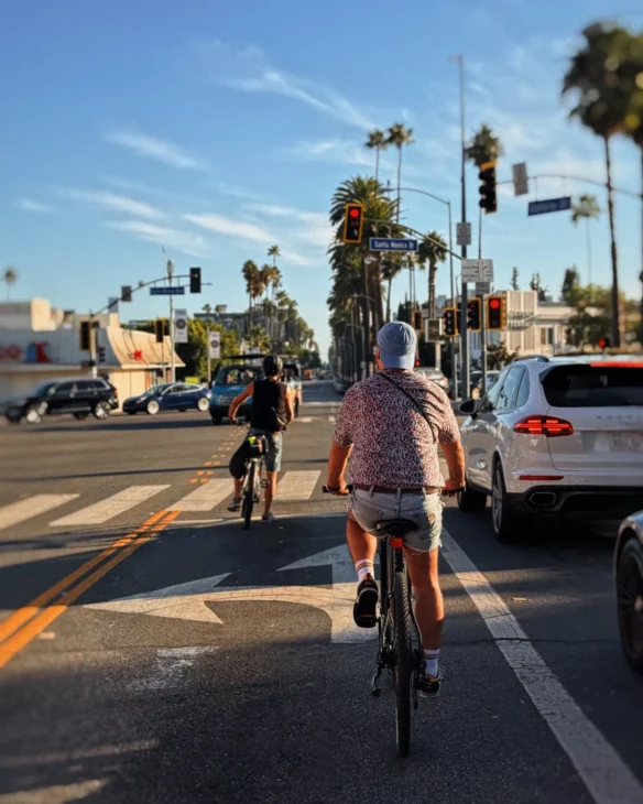 Eyes open and on the correct (bike) lane and biking in WeHo feels safe and relaxing © Coupleofmen.com