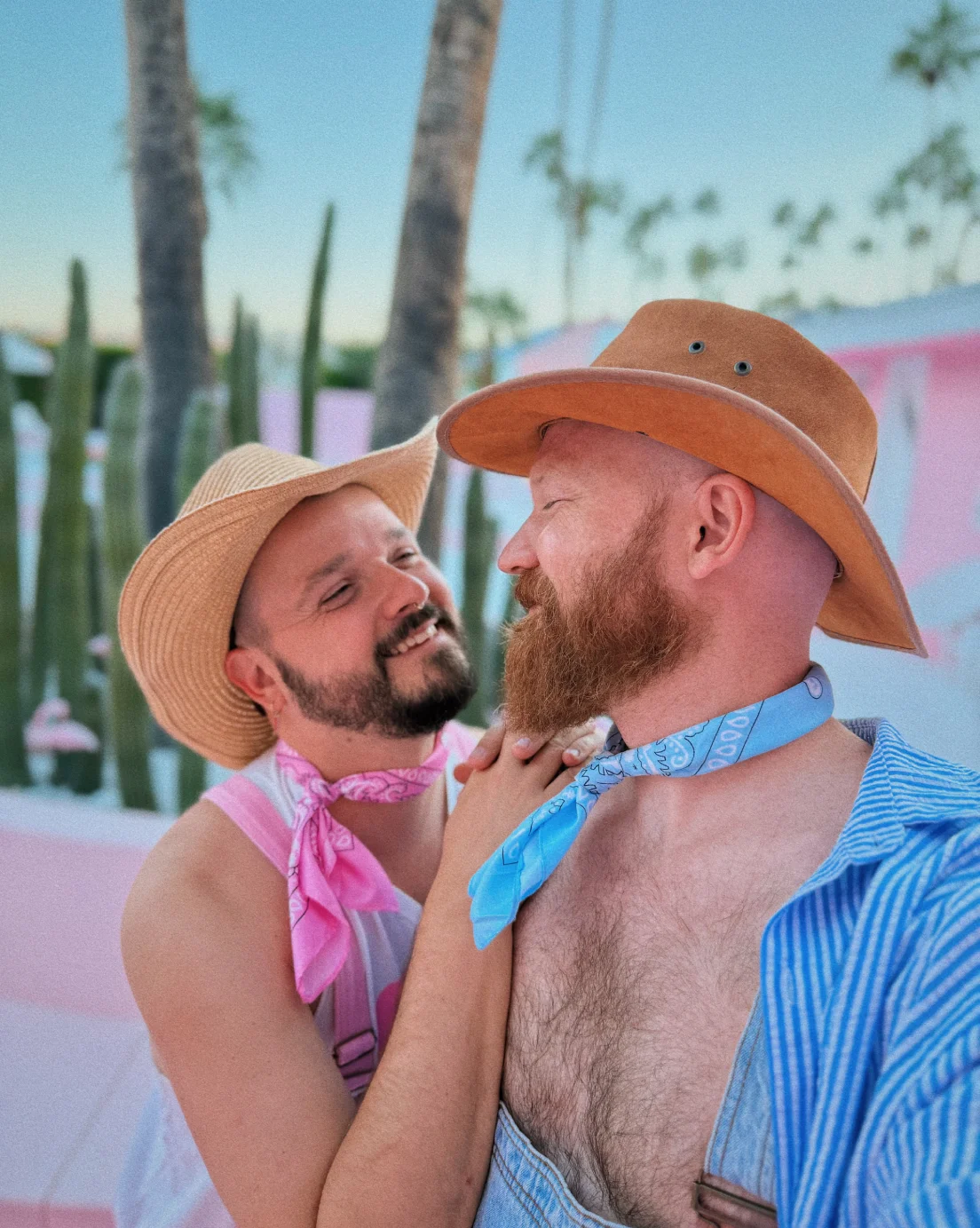 Happy gay cowboys vacationing at Trixie Motel &copy; Coupleofmen.com