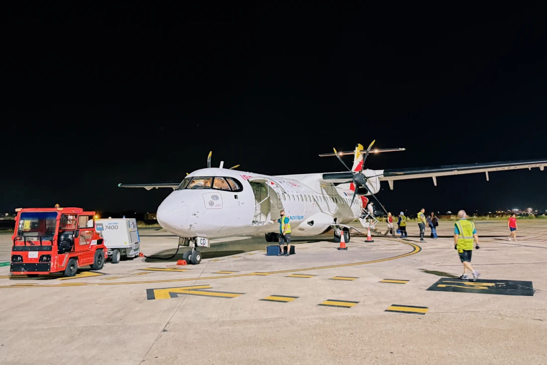 Arriving by Iberia Regional propeller plane from Malaga &copy; Coupleofmen.com