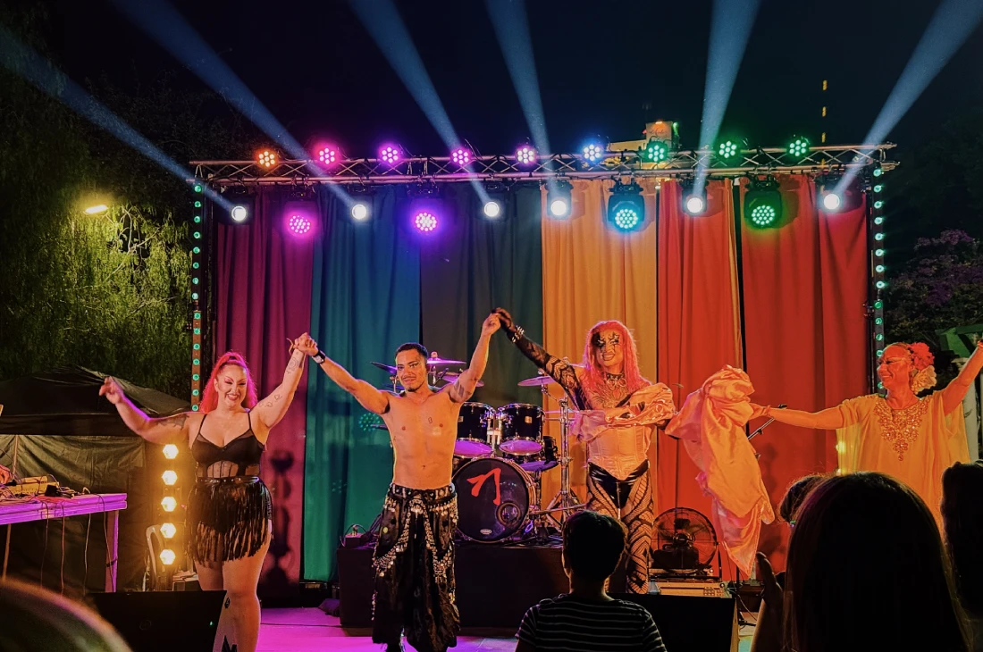 North Africa Pride in Melilla: Group photo of the artists at the Pride gala at Parque Hernández &copy; Coupleofmen.com