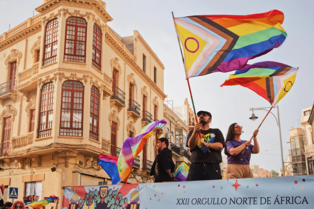 North Africa Pride in Melilla parade on Avenida del Rey Juan Carlos I &copy; Coupleofmen.com