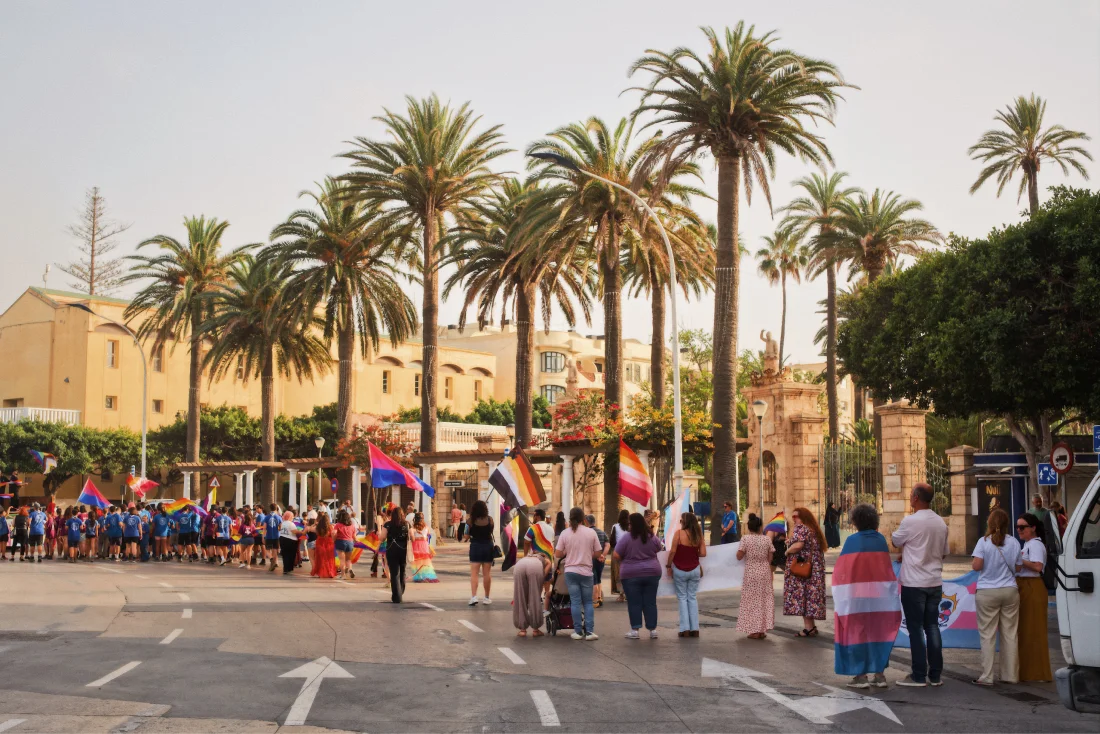 Pride in Melilla on the African continent under palm trees &copy; Coupleofmen.com