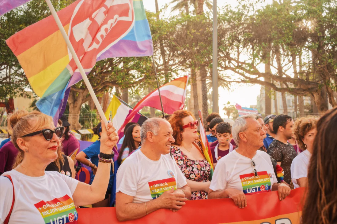 Proud crowd and rainbow flags at North Africa Pride in Melilla in front of City Hall &copy; Coupleofmen.com