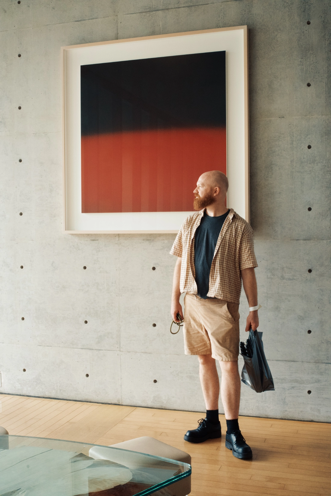 Daan taking in the art at Benesse House Art Site