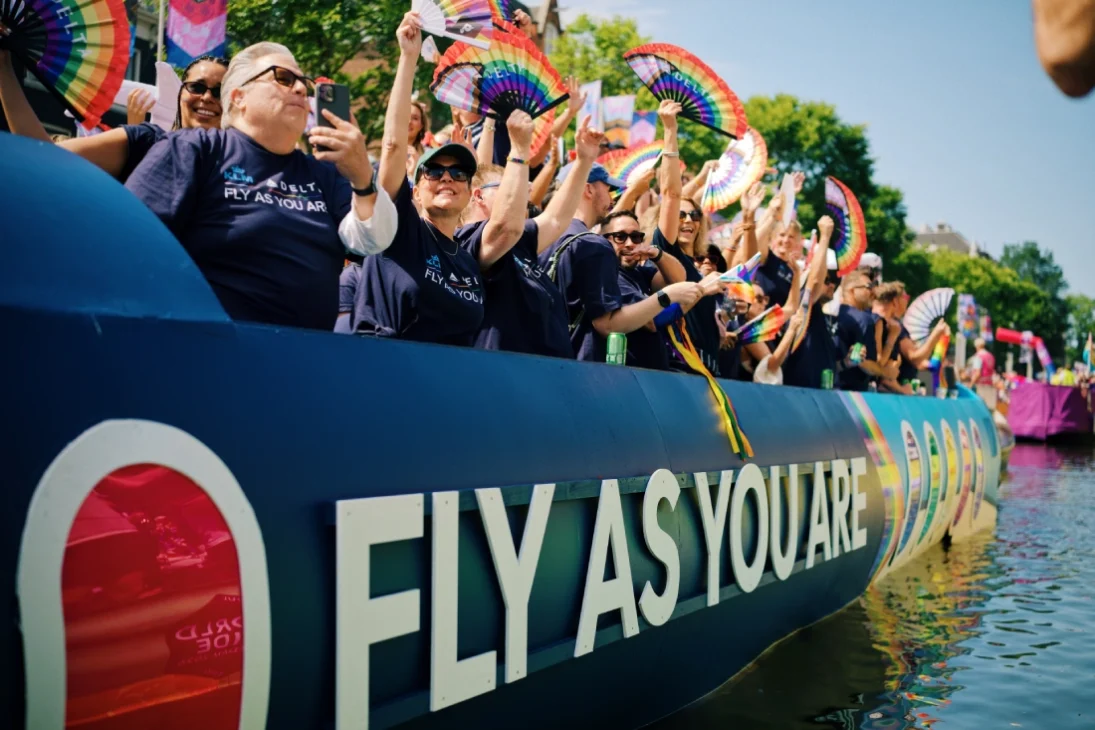 KLM and Delta Pride Boat at Canal Parade Amsterdam 2026 &copy; Coupleofmen.com