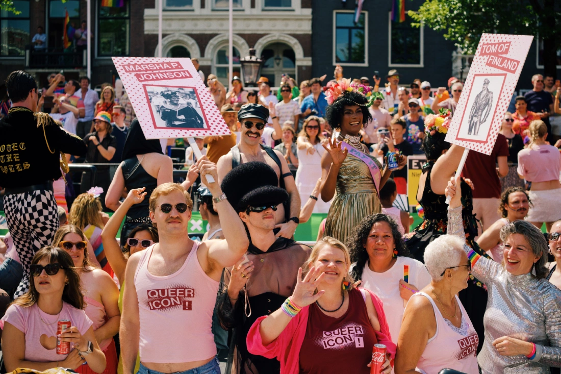 Queer icons with us at the canal parade - with Marsha P. Johnson and Tom of Finland &copy; Coupleofmen.com