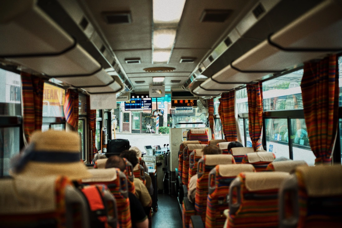 Riding on a local bus to Uno Port where the ferry to Naoshima departs