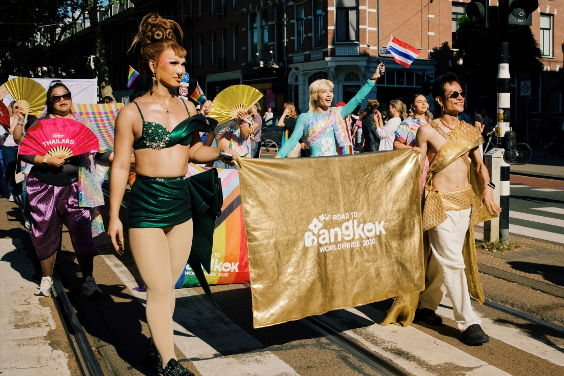 Road to Bangkok World Pride 2030 walking group at Amsterdam World Pride March