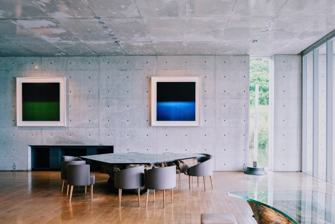 Table for a tea ceremony at the Hiroshi Sugimoto Gallery